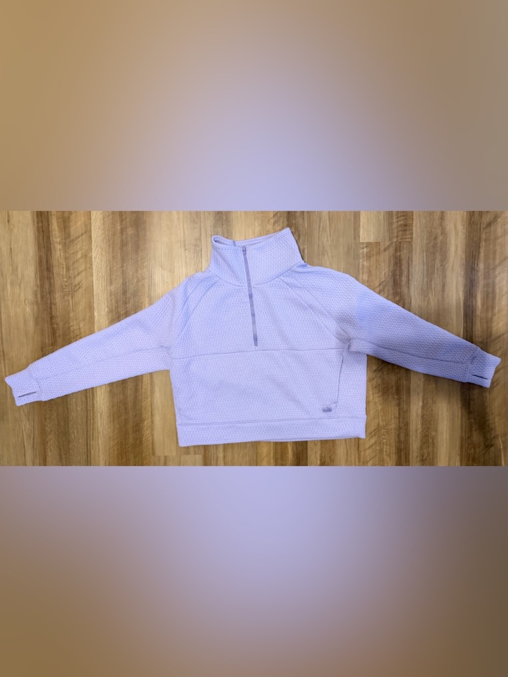 L.L. Bean Lavender Waffle-Knit Quarter Zip Pullover